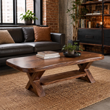 Modern Solid Wood Coffee Table with Storage Shelf | Rustic Living Room Center Table TT006-2270