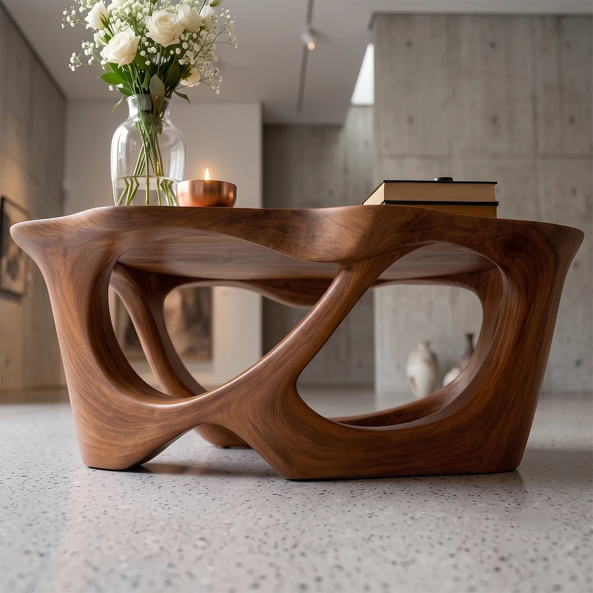 Sculptural Organic Solid Wood Coffee Table | Modern Artistic Center Table for Living Room TT006-2038
