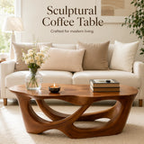Sculptural Organic Solid Wood Coffee Table | Modern Artistic Center Table for Living Room TT006-2038