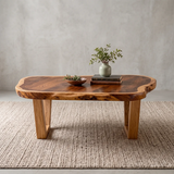 Organic Live Edge Solid Wood Coffee Table | Rustic Modern Center Table for Living Room TT006-8197