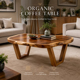 Organic Live Edge Solid Wood Coffee Table | Rustic Modern Center Table for Living Room TT006-8197