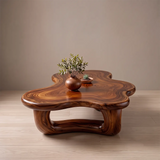 Modern Organic Solid Wood Coffee Table with Sculptural Curved Base TT006-4311