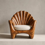 Sculptural Shell Back Armchair with Curved Open Arms | Organic Statement Lounge Chair