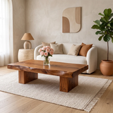Live Edge Solid Wood Coffee Table | Rustic Modern Handmade Center Table for Living Room TT006-6596