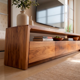 Modern TV Stand with 4 Enclosed Storage Compartments & Open Media Shelf