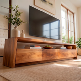 Modern TV Stand with 4 Enclosed Storage Compartments & Open Media Shelf
