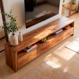 Modern TV Stand with 4 Enclosed Storage Compartments & Open Media Shelf