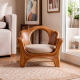 Sculptural Curved Armchair with Open Back | Organic Lounge Chair