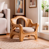 Sculptural Curved Armchair with Open Back | Organic Lounge Chair