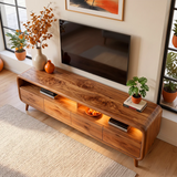 Modern TV Stand with 4 Enclosed Storage Compartments & 2 Open Media Shelves