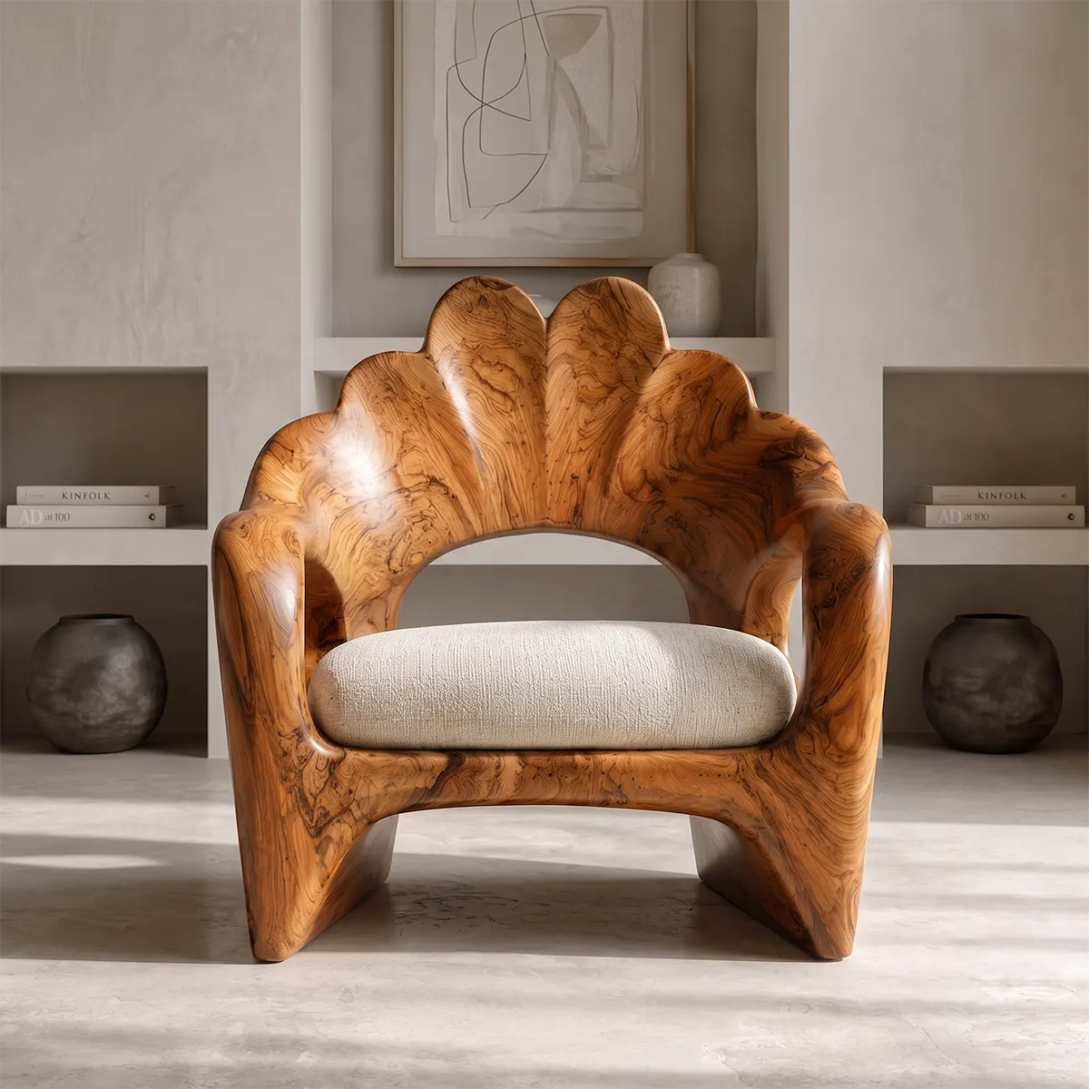 Sculptural Flower Back Armchair | Organic Curved Lounge Chair for Modern Interiors