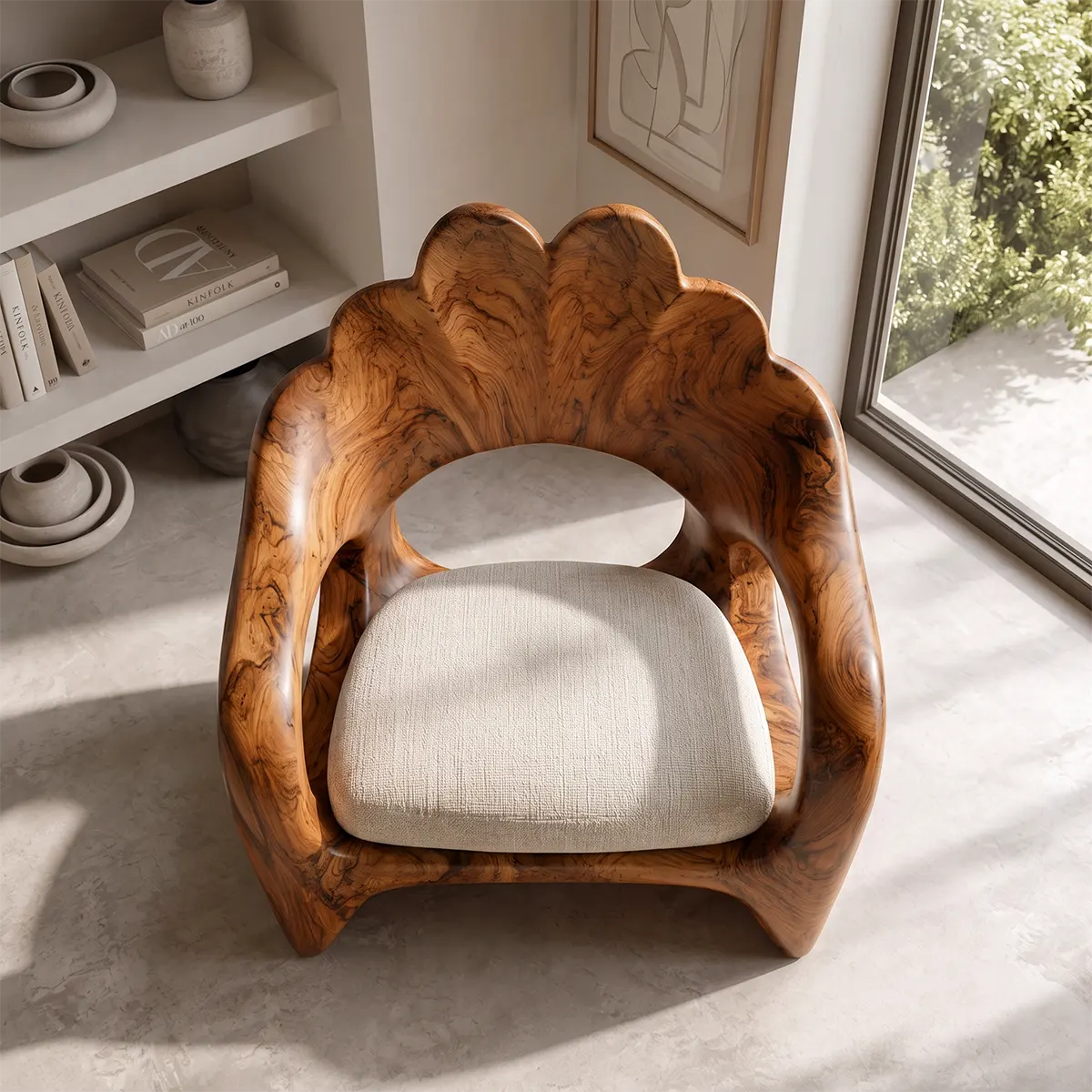 Sculptural Flower Back Armchair | Organic Curved Lounge Chair for Modern Interiors