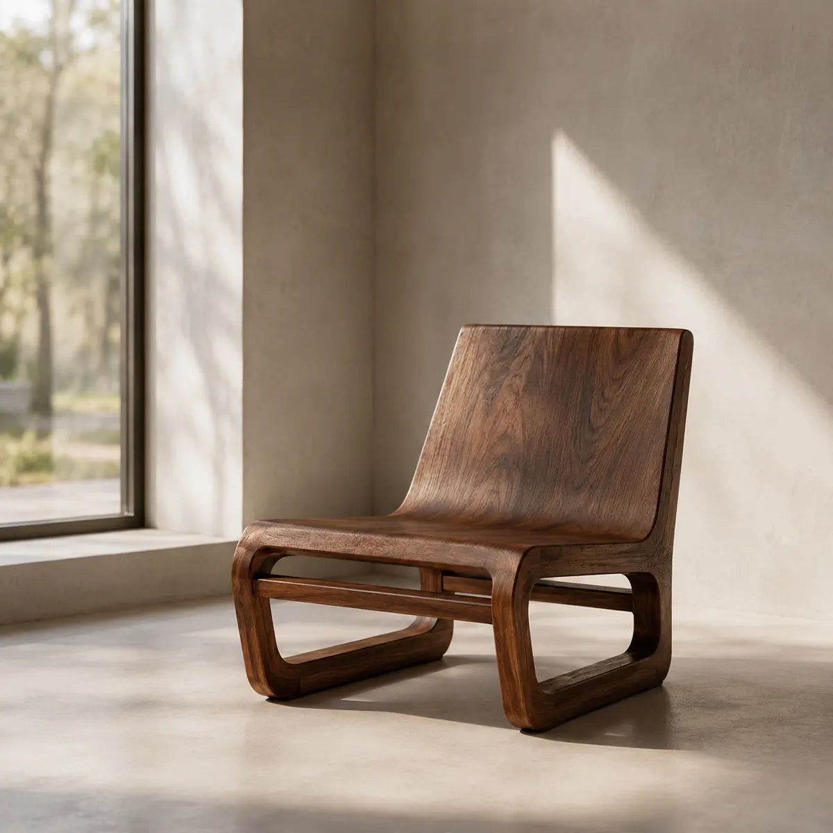 Sculptural Curved Lounge Chair | Modern Organic Low Profile Accent Chair