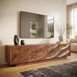 Modern Organic TV Stand with Sculpted Cabinets | Media Console TT006-9MXD1HU