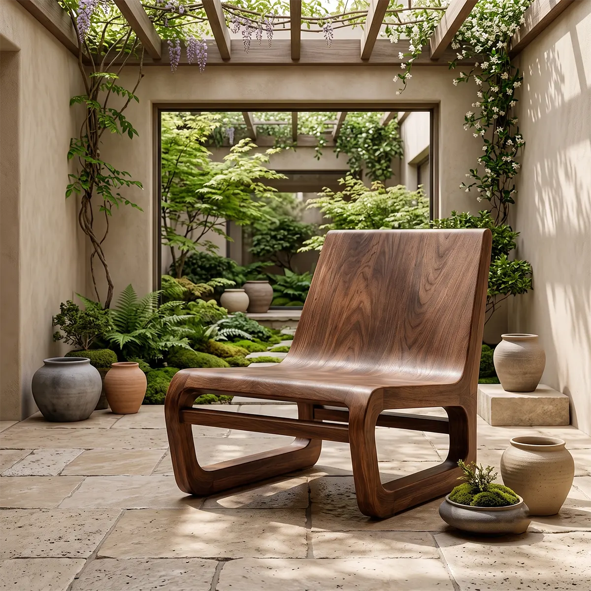 Sculptural Curved Lounge Chair | Modern Organic Low Profile Accent Chair