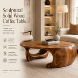 Organic Solid Wood Coffee Table | Sculptural Modern Oval Center Table TT006-2706