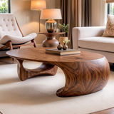 Organic Solid Wood Coffee Table | Sculptural Modern Oval Center Table TT006-2706