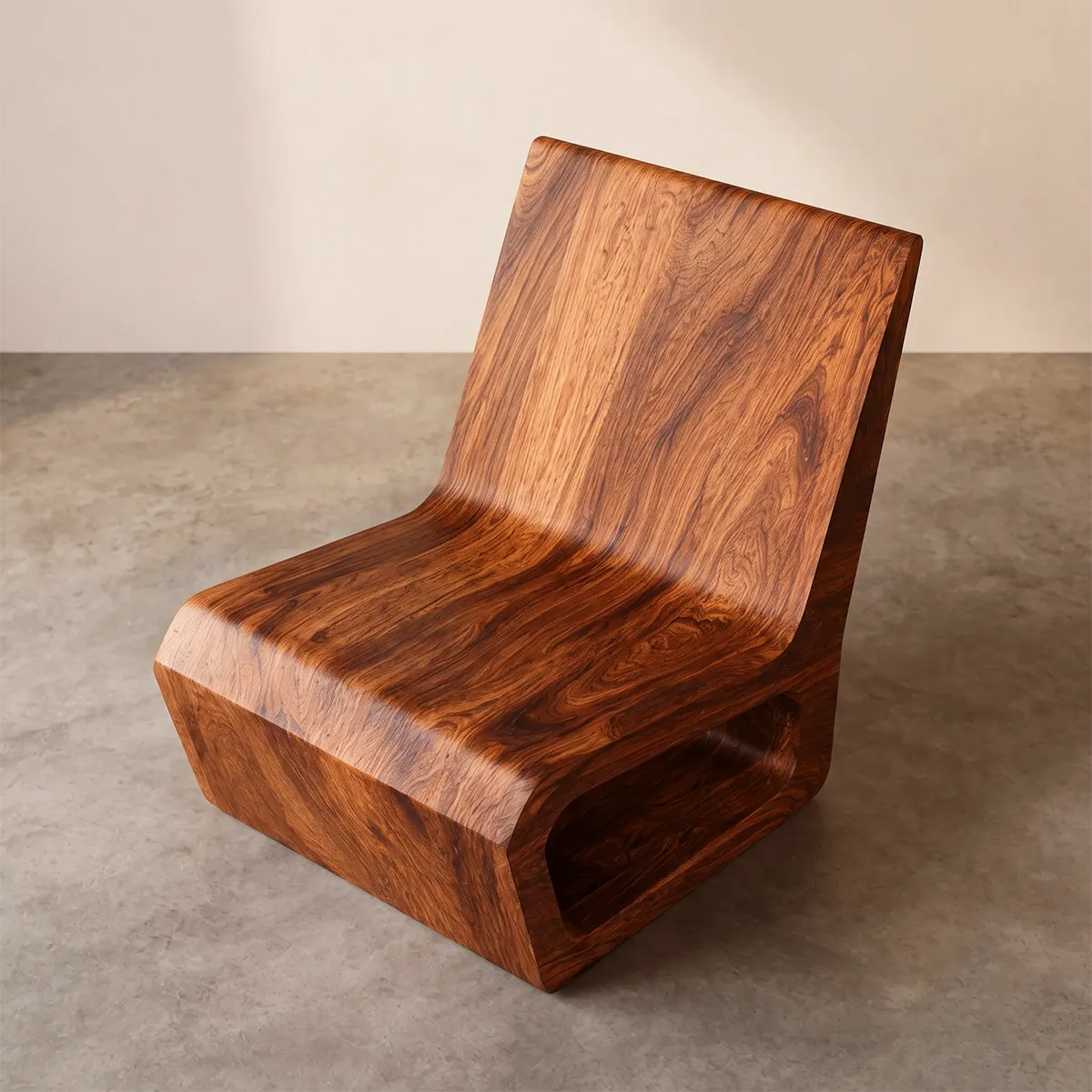 Sculptural Low Profile Lounge Chair | Modern Minimalist Curved Accent Chair