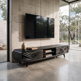 Wave Carved TV Stand with Cabinets & Open Shelves | Modern Media Console TH003-5DZA7TF
