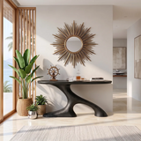 Organic Sculptural Console Table | Modern Entryway Console Table with Flowing Curved Pedestal Base TH003-9707