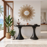 Modern Pedestal Console Table | Sculptural Entryway Console Table with Dual Curved Base TH003-6622