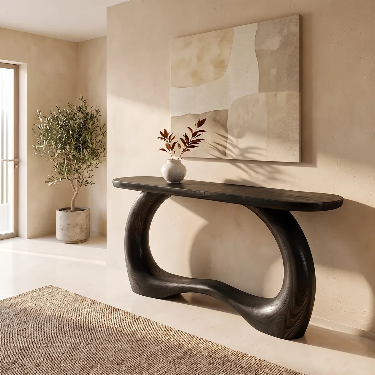 Organic Loop Console Table | Modern Sculptural Console Table with Open Arch Base TH003-6800