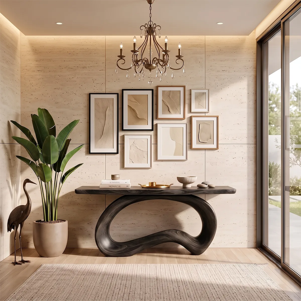 Organic Loop Console Table | Modern Sculptural Console Table with Continuous Curved Base TH003-9415