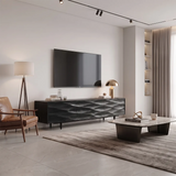 Sculptural Wave 3-Door TV Stand | Modern Carved Media Console