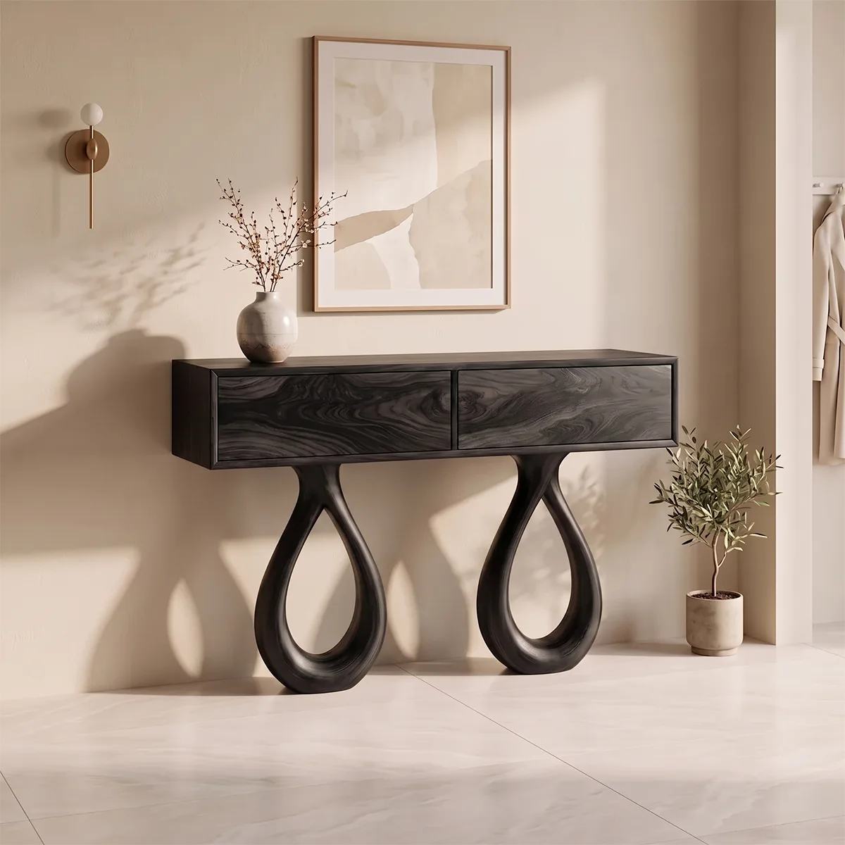 Modern Console Table with Drawers | Sculptural Entryway Console Table for Contemporary Homes TH003-6657