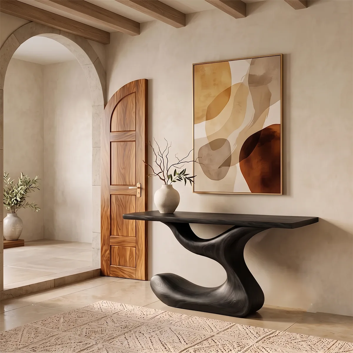 Modern Sculptural Console Table | Organic Entryway Console Table for Contemporary Living Spaces TH003-2542
