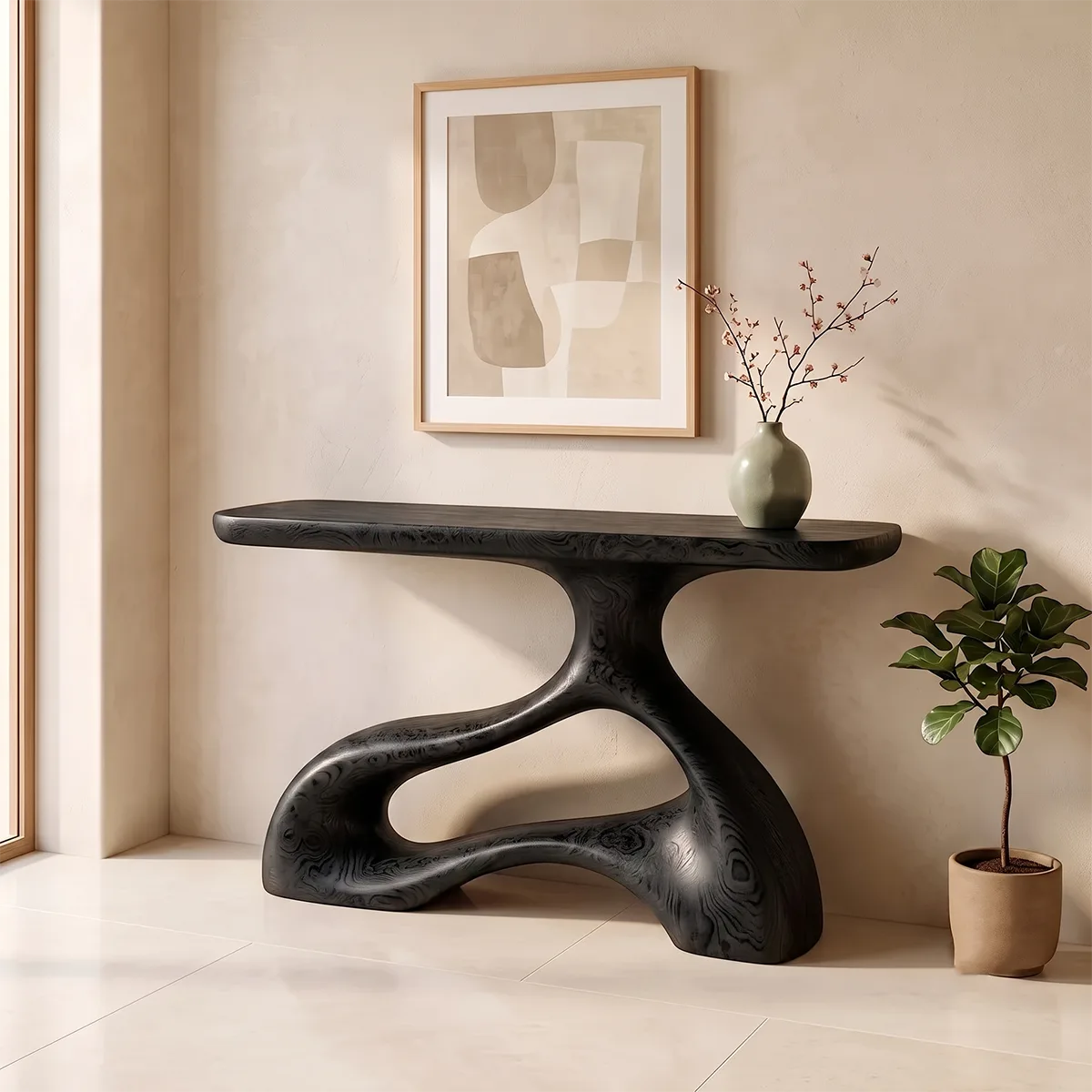 Organic Sculptural Console Table | Abstract Wave Console Table for Modern Entryway & Hallway TH003-3763