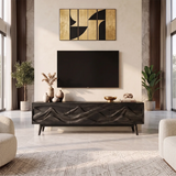 Mountain Relief TV Stand with Dual Cabinets & Center Drawer | Modern Media Console TH003-4KCH4LO