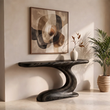 Sculptural Wave Console Table | Organic Modern Entryway Table with Curved Abstract Base TH003-3147
