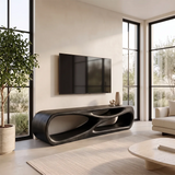 Sculptural TV Stand with Curved Open Shelves | Modern Media Console TH003-2TDK3XA