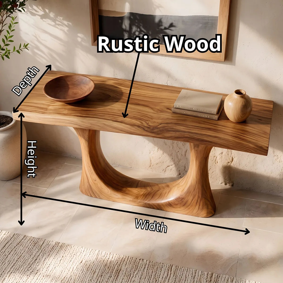 Modern Wooden Console Table with Sculptural U-Base for Entryway & Hallway TT006-2415