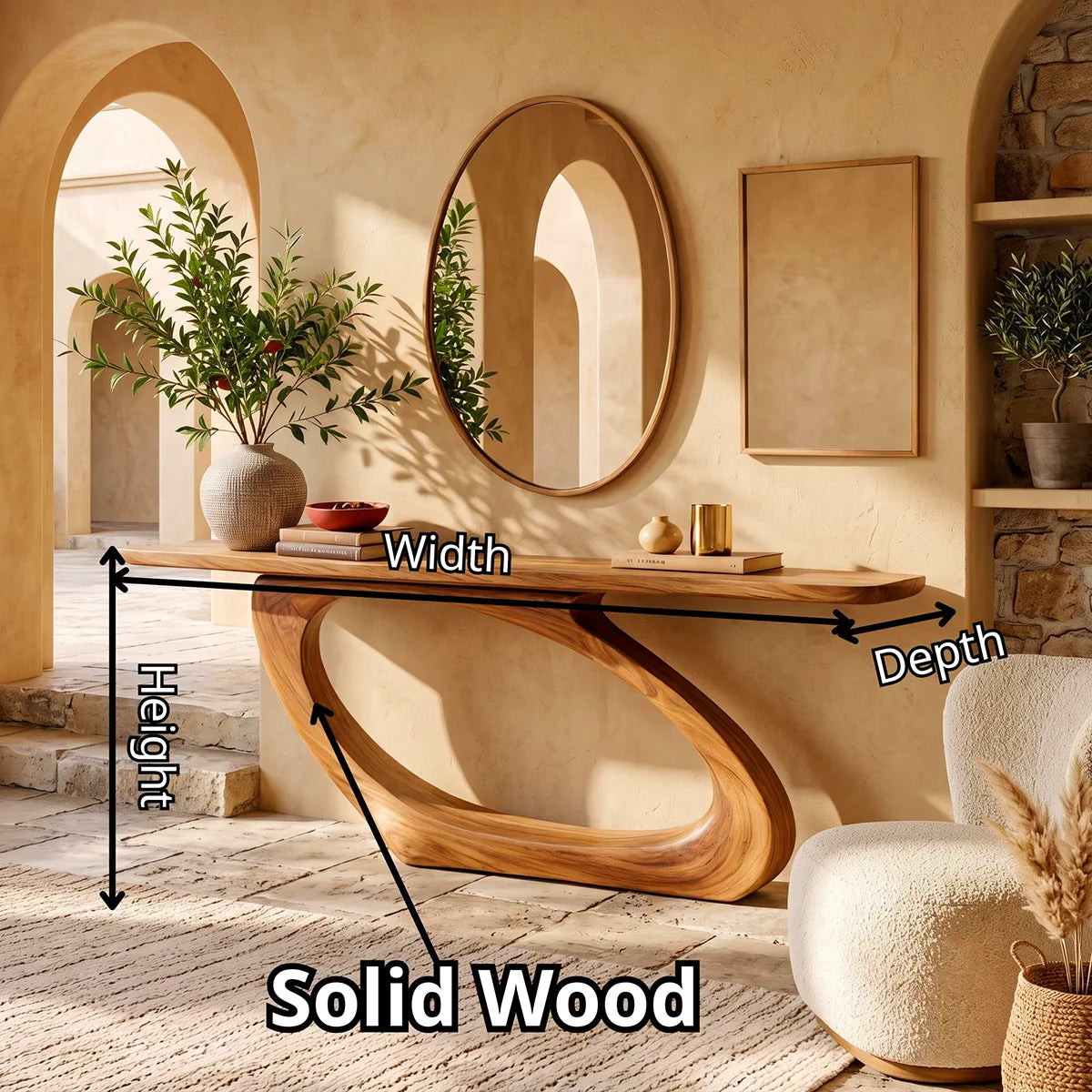 Organic Sculptural Console Table with Asymmetrical Loop Base for Modern Entryway TT006-2617