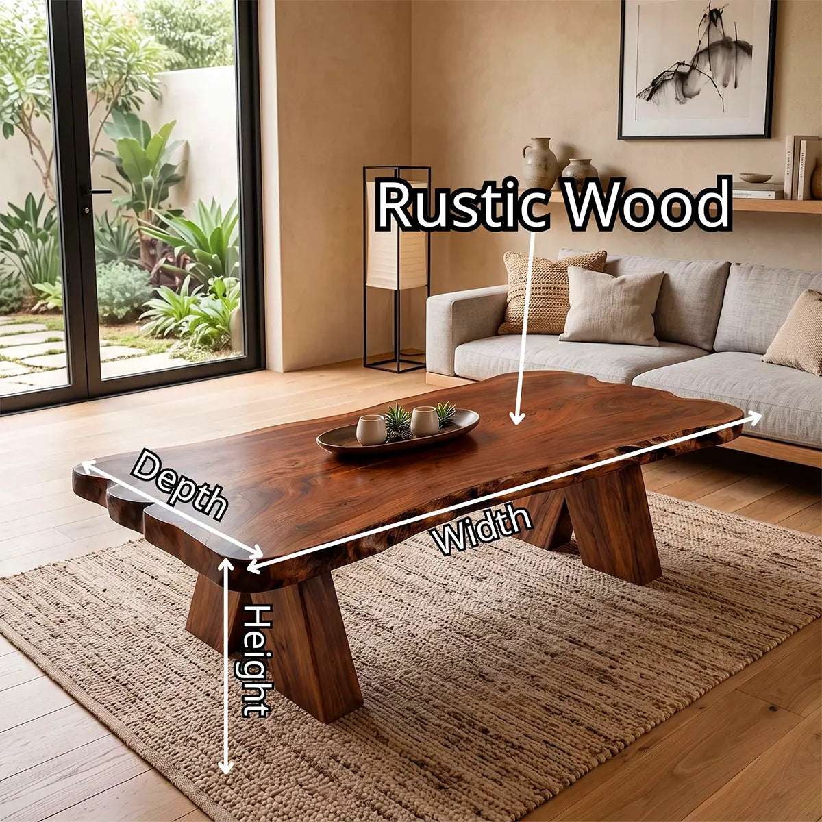Live Edge Solid Wood Coffee Table | Handcrafted Natural Wood Center Table TT006-6055