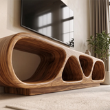 Sculptural TV Stand with Open Shelves | Organic Modern Media Console TH003-5RAR7KU