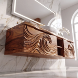 Modern Floating Bathroom Vanity with Wave Carved Cabinet, Open Shelf & Dual Drawers TH003-5MOV2YH
