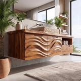 Modern Floating Bathroom Vanity with Double-Door Cabinet, Open Shelf & Drawer TH003-2JXN8GE
