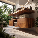 Live Edge Bathroom Vanity | Modern Floating Vanity with Storage Drawers TH003-2PAL7VO