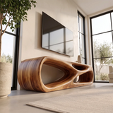 Sculptural TV Stand with Curved Open Shelves | Modern Media Console TH003-2TDK3XA