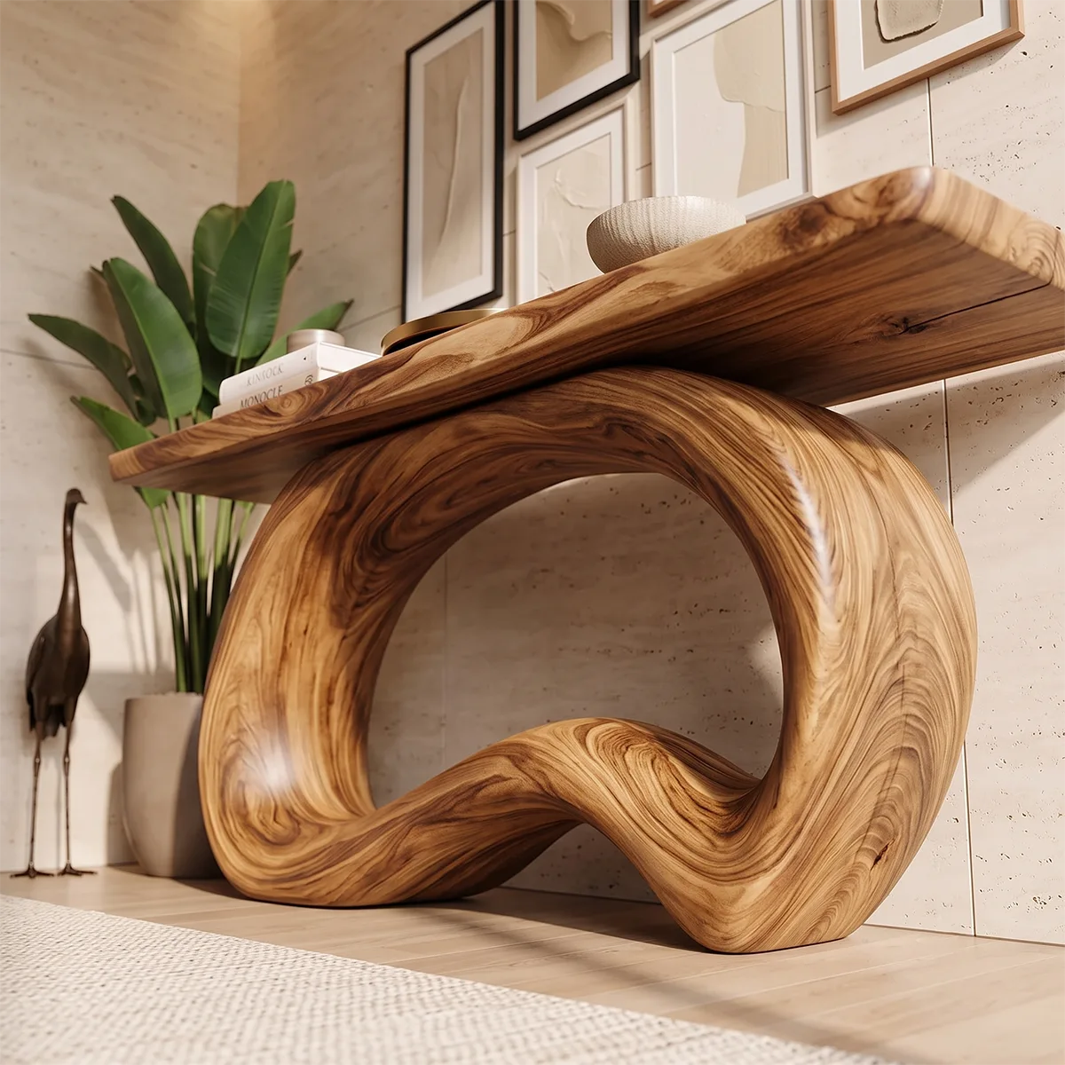 Organic Loop Console Table | Modern Sculptural Console Table with Continuous Curved Base TH003-9415