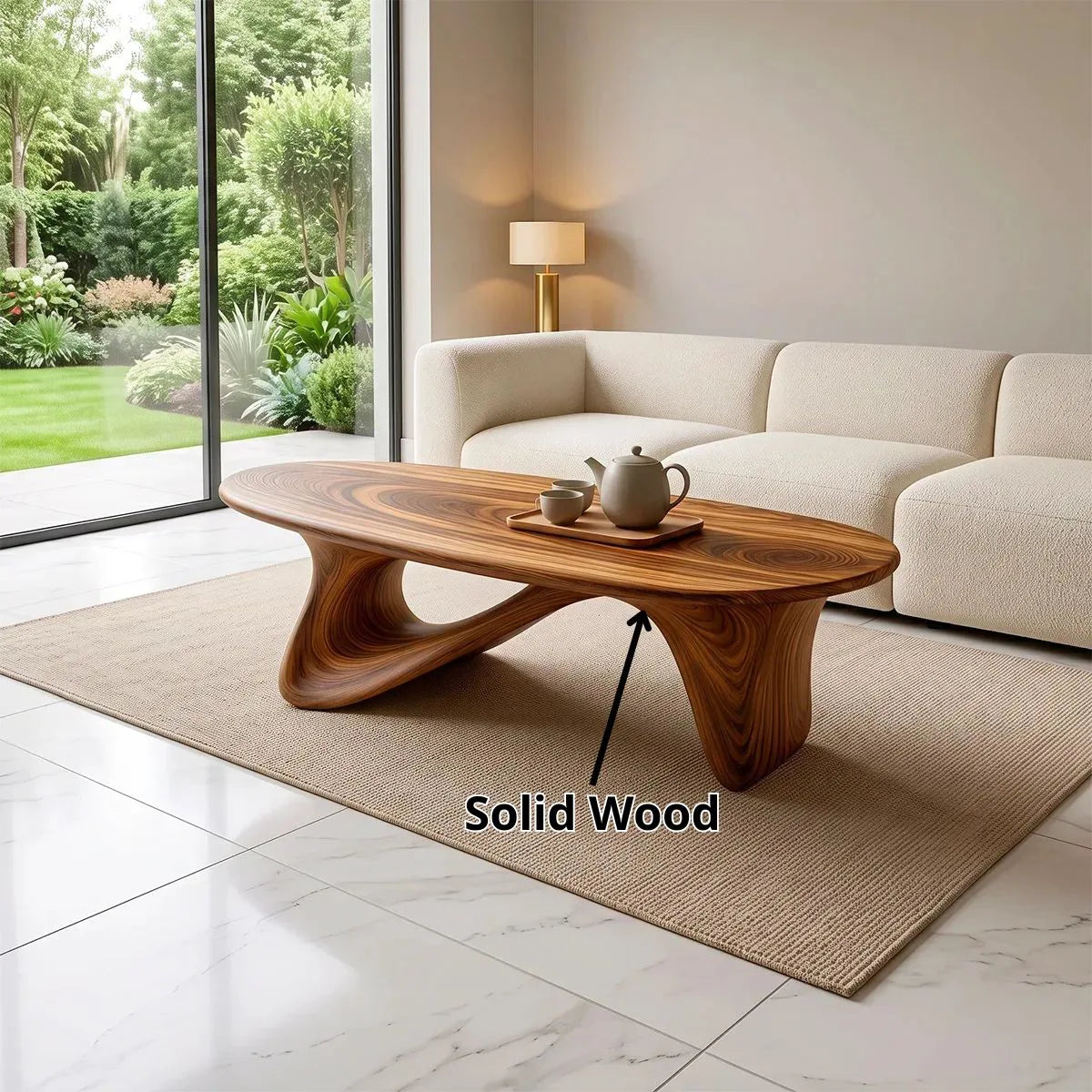 Organic Wave Coffee Table | Sculptural Oval Coffee Table for Modern Minimalist Living Room TH003-1206