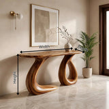 Organic Sculptural Console Table | Modern Entryway Table with Dual Curved Pedestal Base TH003-8955