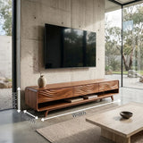 Wave Carved TV Stand with 3 Drawers & Open Shelf | Modern Media Console TH003-7KHK3MC