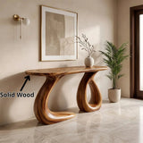 Organic Sculptural Console Table | Modern Entryway Table with Dual Curved Pedestal Base TH003-8955