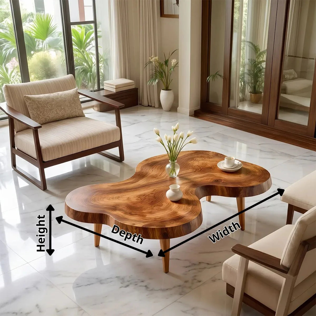 Freeform Coffee Table with Organic Shape | Sculptural Modern Living Room Center Table
