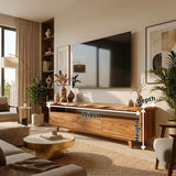 Live Edge TV Stand with 3 Drawers & Open Shelf | Modern Media Console TH003-8RIU4RU