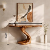 Organic Sculptural Console Table | Modern Curved Console Table with Twisted Pedestal Base TH003-5454